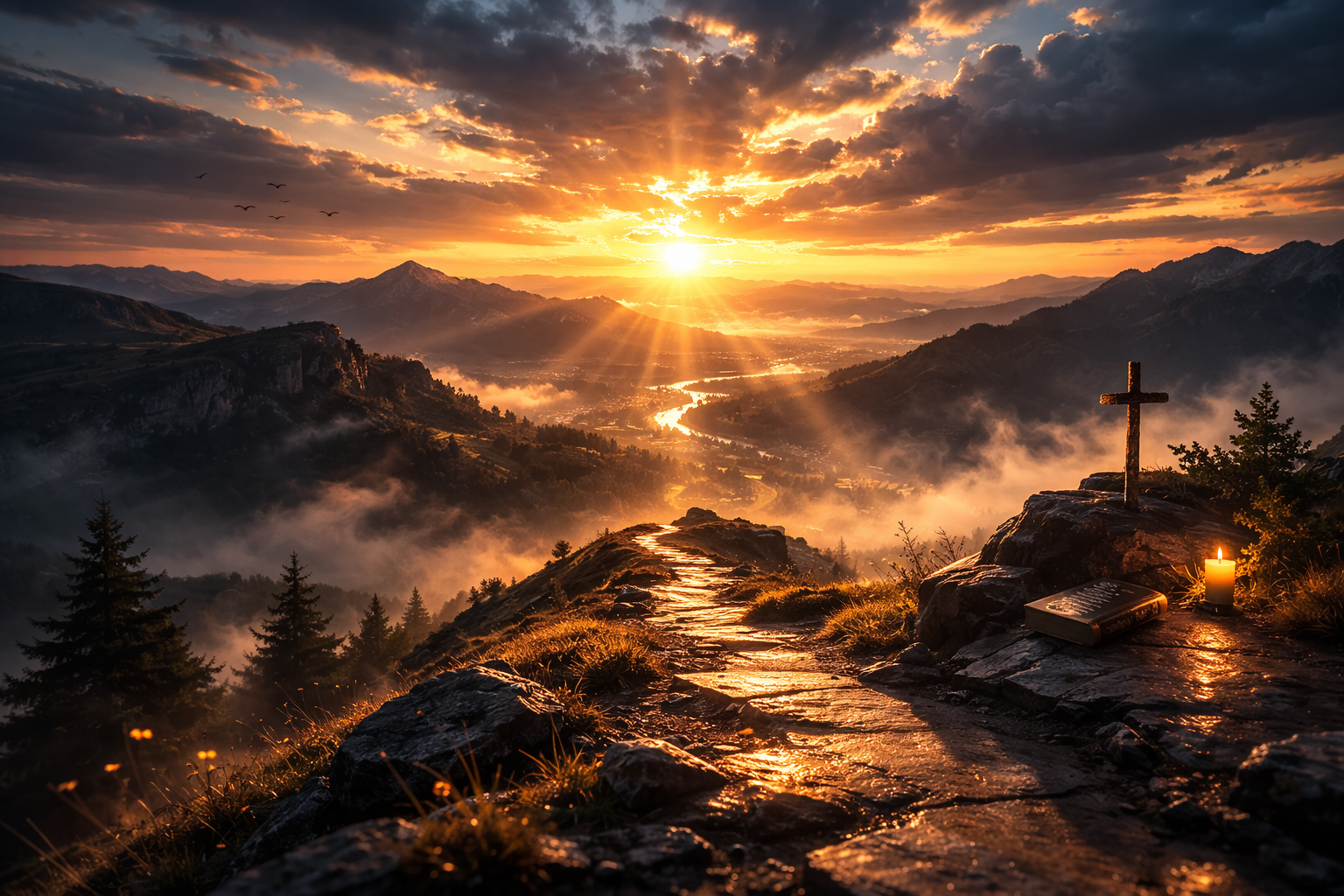 glowing mountain top